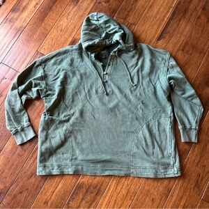 Aerie Lightweight Henley Hoodie Sweatshirt Women’s Medium Oversized Green Dye